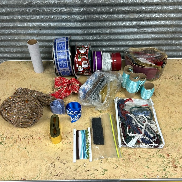 Box of odds and ends of ribbon and cord Large Flat rate box full - Picture 1 of 13